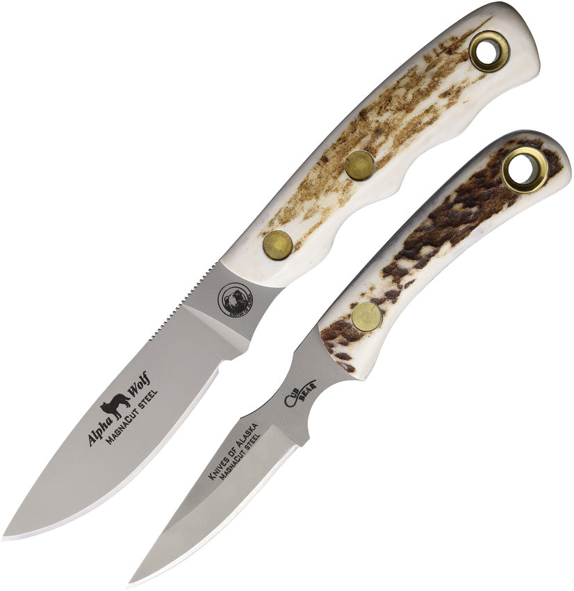 Knives of Alaska Alpha Wolf & Cub Bear Combo - MagnaCut & Stag